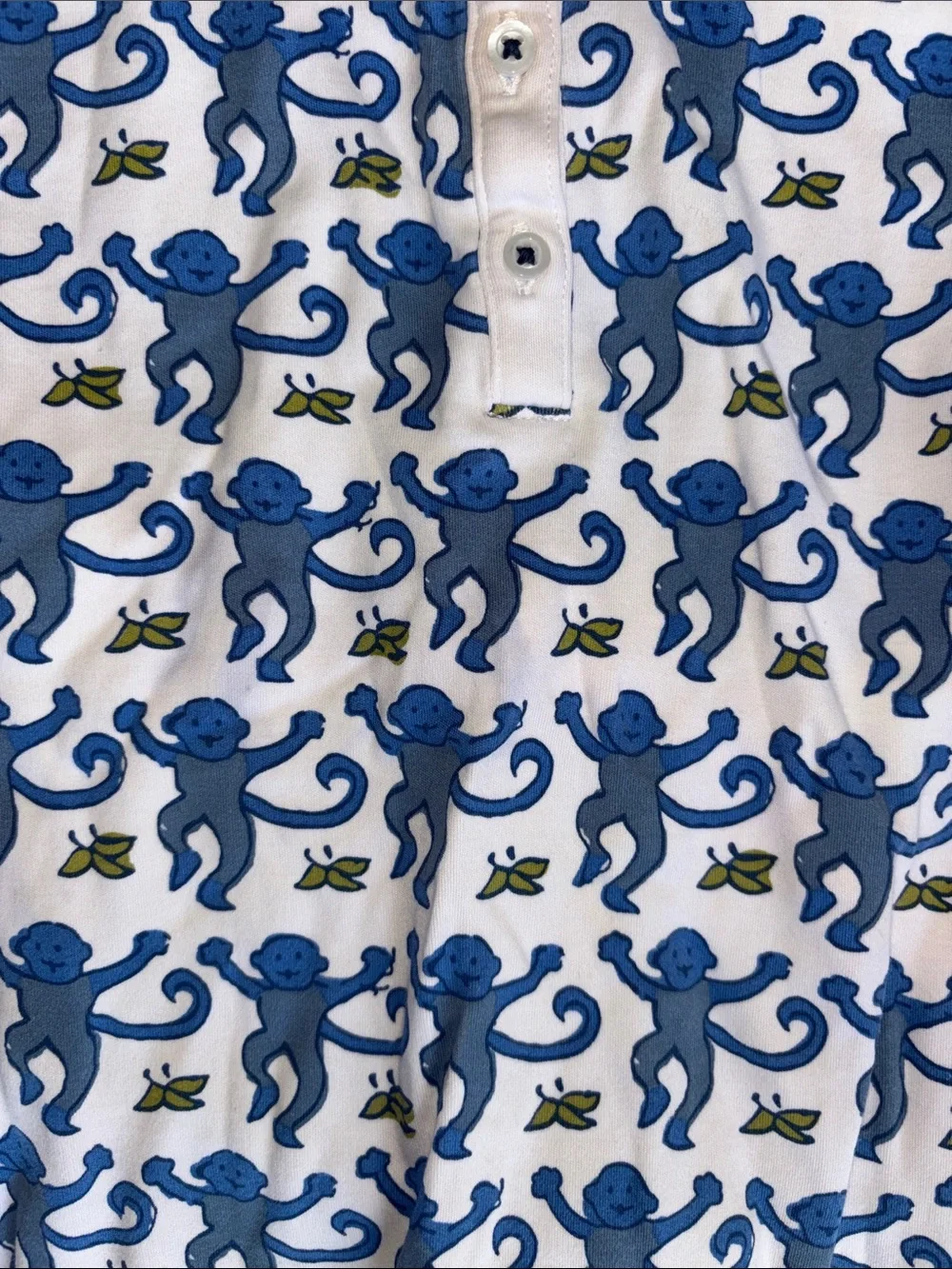 Roller Rabbit White and Blue Monkey Print Pajama Set